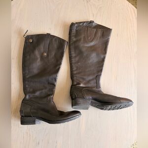 Sam Edelman PENNY2 Black Leather Back Zip Riding Knee High Boots Size: 8.5 (N124